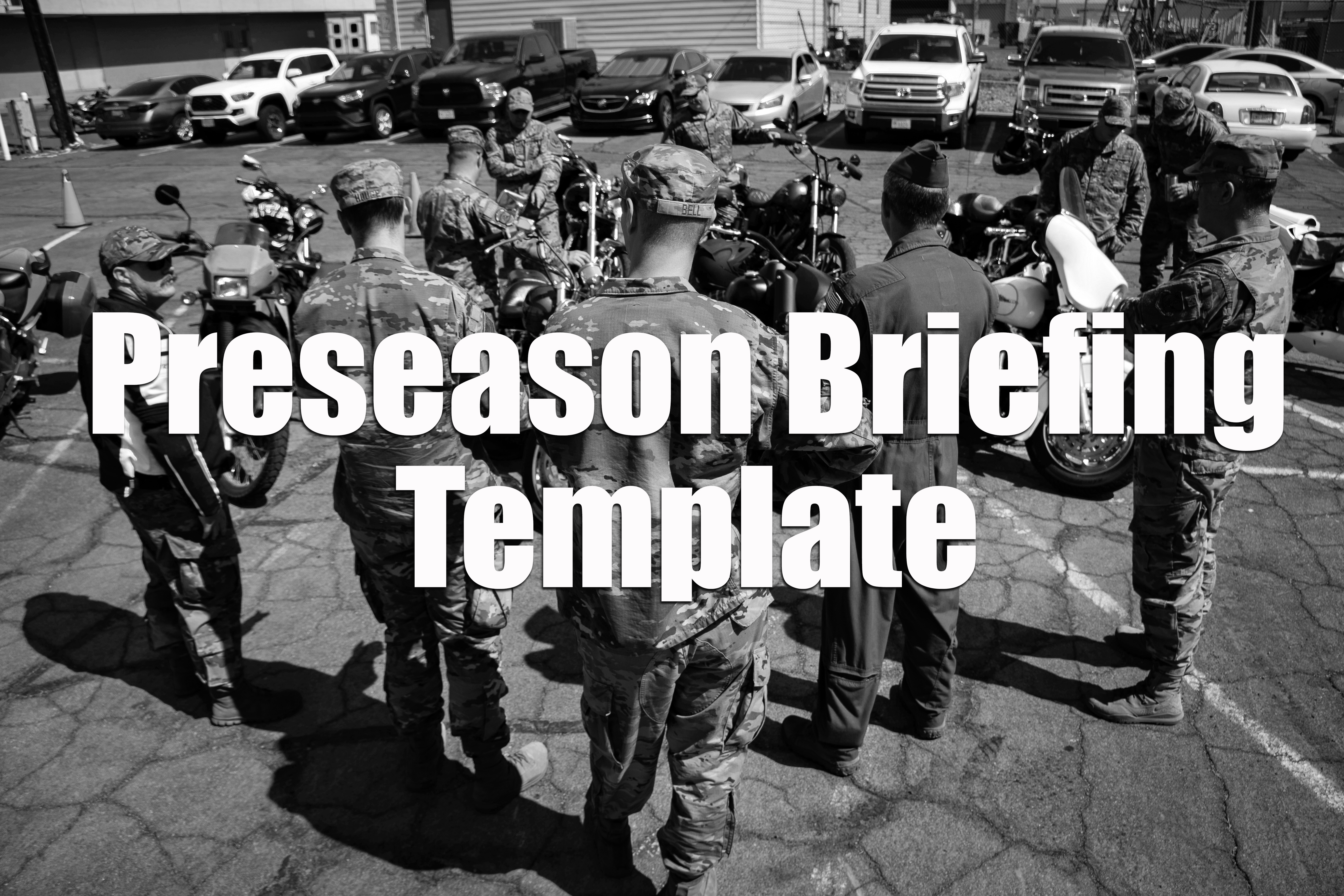 Preseason Briefing template - Motorcycle riders on forest road